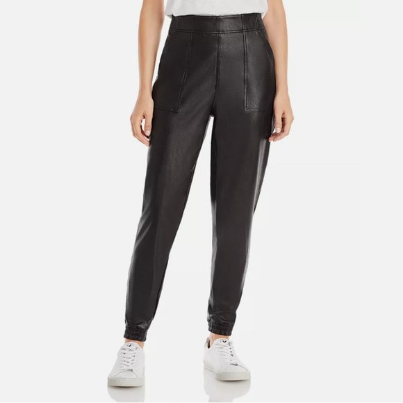 NEW $148 Spanx [ Small ] Faux Leather Jogger‎ Pants in Black - Picture 2 of 15